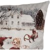 Clayre & Eef KT021.410 Obliečka na vankúš sivá červená 45x45 cm zimný dizajn vidieckeho domu