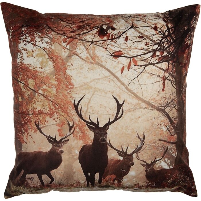 Clayre & Eef KT021.414 Obliečka na vankúš 45x45 cm hnedá oranžová s motívom jeleňa