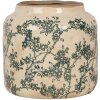Clayre & Eef Kvetináč béžovo-zelený Ø16x15cm Keramický vidiecky štýl Vintage