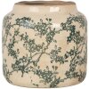 Clayre & Eef Kvetináč béžovo-zelený Ø16x15cm Keramický vidiecky štýl Vintage