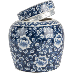 Clayre & Eef 6CE2138 Dekoračný kvetináč s pokrievkou modro-biely Ø 13x13 cm