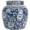 Clayre & Eef 6CE2138 Dekoračný kvetináč s pokrievkou modro-biely Ø 13x13 cm