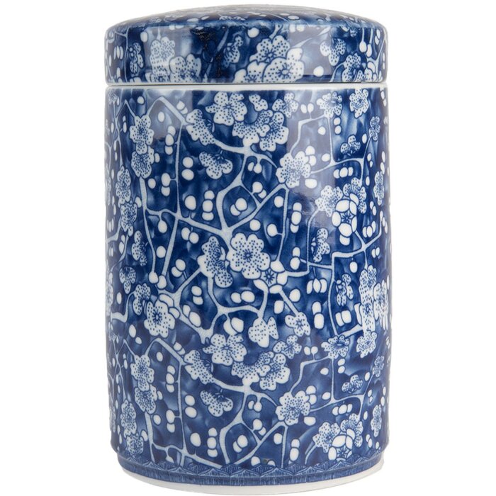 Clayre & Eef 6CE2139 Dekoratívny kvetináč s pokrievkou modro-biely Ø 9x14 cm