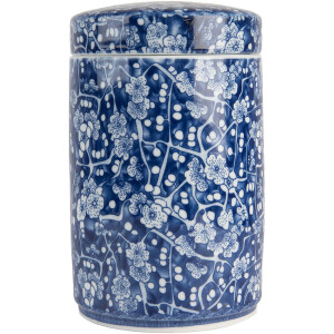 Clayre & Eef 6CE2139 Dekoratívny kvetináč s pokrievkou modro-biely Ø 9x14 cm