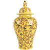Clayre & Eef 6CE2140 Dekoratívny kvetináč s pokrievkou Yellow Cherry Blossom Ø11x22 cm