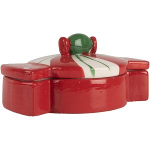Clayre & Eef 6CE2148 Hrniec s pokrievkou Keramický červený 14x10x8 cm Vidiecky štýl