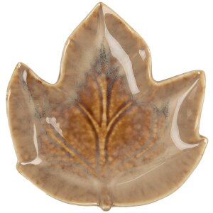 Clayre & Eef 6CE2150 Misa Leaf Brown Ceramic 14x13x2 cm Botanical