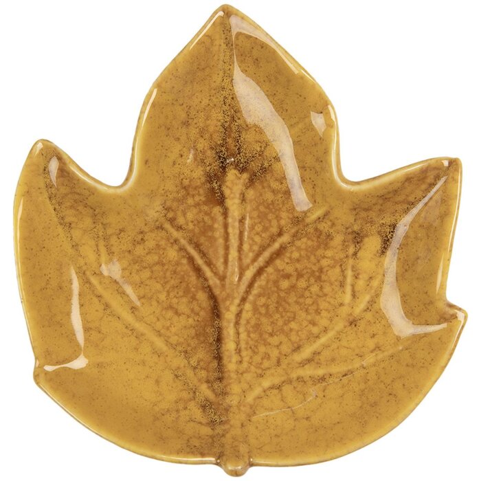 Clayre & Eef 6CE2151 Misa Leaf Botanical Design Yellow 14x13x2 cm Keramika