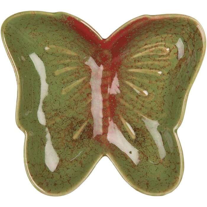 Clayre & Eef 6CE2152 Miska Butterfly Green Red 14x13x2 cm