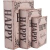 Clayre & Eef 66255 Sada 3 úložných boxov Retro Vintage Style Wood Beige Brown