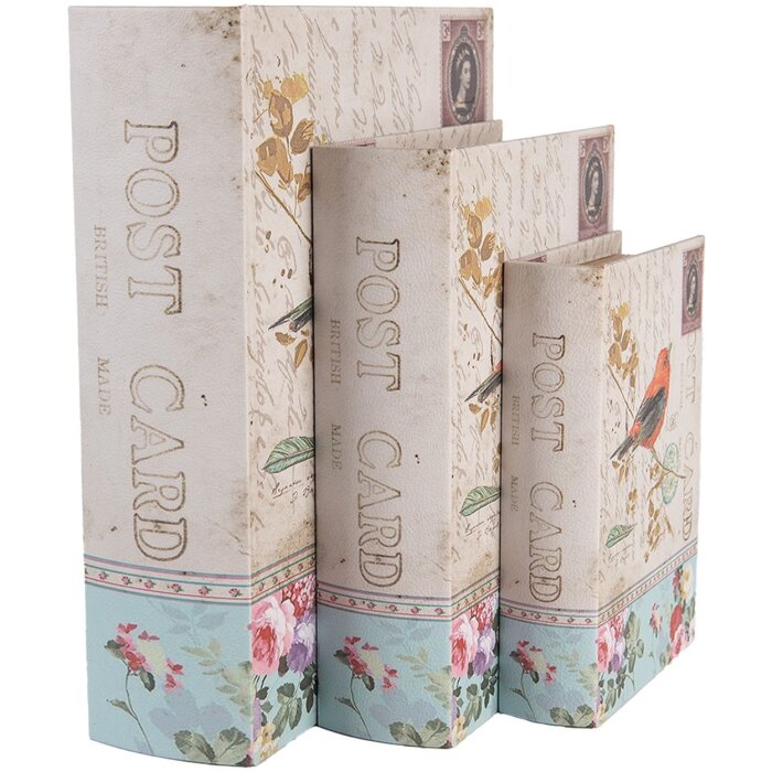 Clayre & Eef 66257 Sada 3 úložných boxov Antique Design Beige Vintage