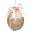 Clayre & Eef 65918 Závesná dekorácia vajíčka béžová Ø 11x14 cm Textilný plast