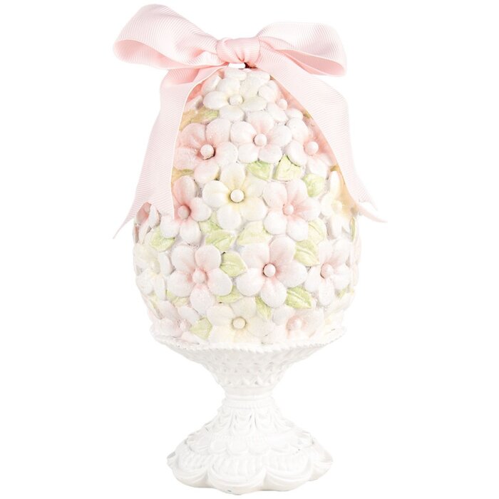 Clayre & Eef 6PR5145 Dekorácia vajíčko Ø 10x20 cm Ružová Biela Zelená Romantická