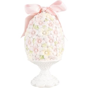 Clayre & Eef 6PR5145 Dekorácia vajíčko Ø 10x20 cm Ružová Biela Zelená Romantická