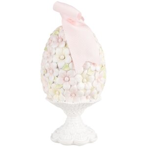 Clayre & Eef 6PR5145 Dekorácia vajíčko Ø 10x20 cm Ružová Biela Zelená Romantická