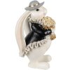 Clayre & Eef 6PR5150 Dekorácia králik biela čierna zlatá 14x13x22 cm