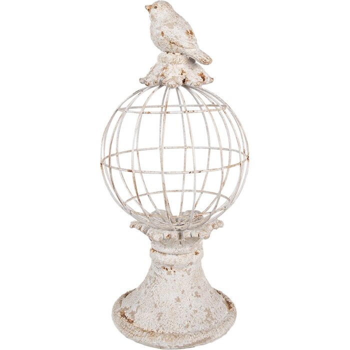 Clayre & Eef 6PR5151 Dekorácia Vták Ø 20x44 cm Sivý antický štýl Polyresin