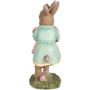 Clayre & Eef 6PR5437 Dekorácia králik 8x3x8 cm béžová ružová mätovo zelená