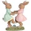 Clayre & Eef 6PR5437 Dekorácia králik 8x3x8 cm béžová ružová mätovo zelená