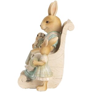 Clayre & Eef 6PR5451 Dekorácia králik béžovo zelená 18x11x17 cm Polyresin