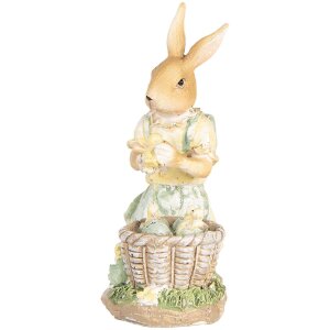 Clayre & Eef 6PR5452 Dekorácia králik 10x6x13 cm Polyresin béžová žltá