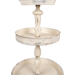Clayre & Eef Etagéra železo vintage béžová Ø42x75 cm trojposchodová