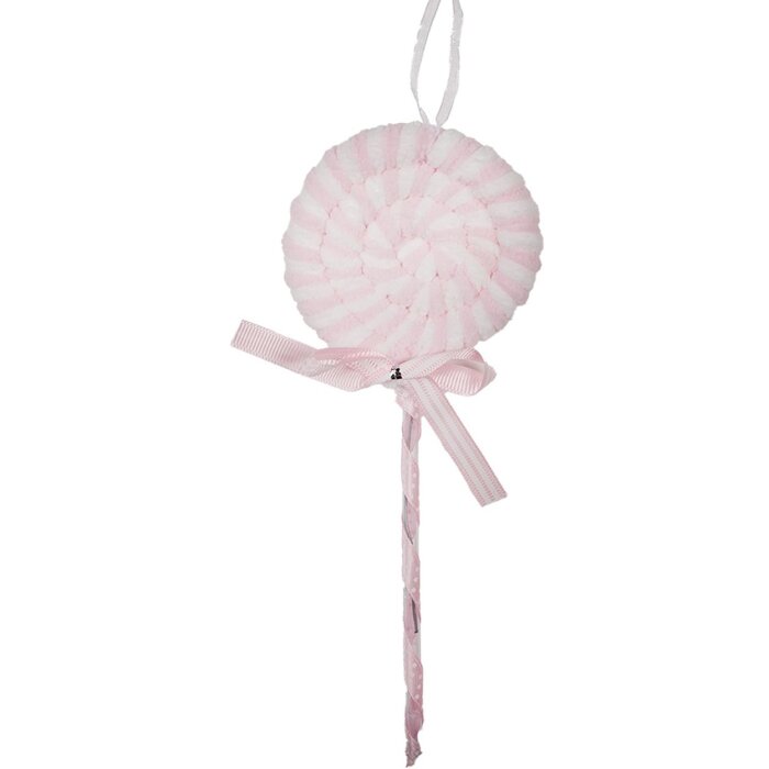 Clayre & Eef Dekoračný prívesok Lollipop Ružová Biela 9x2x25 cm
