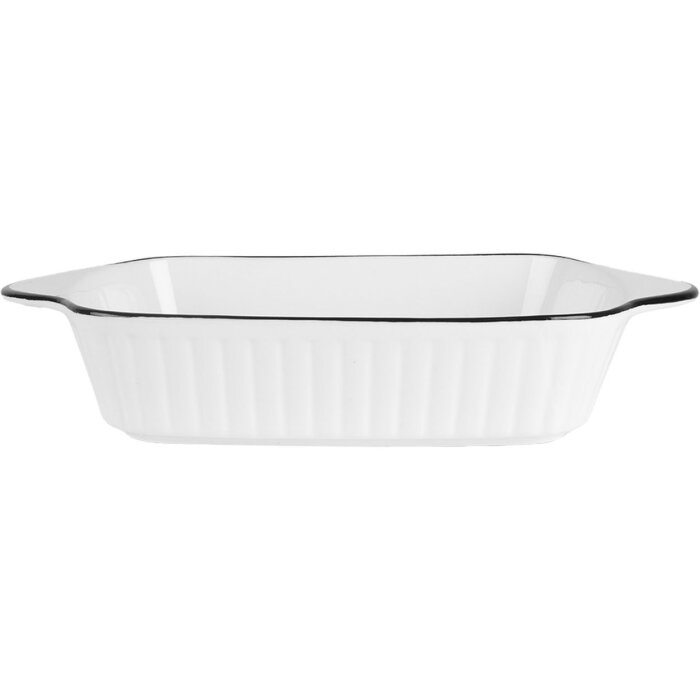 Clayre & Eef 6CE2165 Misa biela čierna 26x15x5 cm 550 ml keramická obdĺžniková
