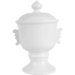 Clayre & Eef 6CE2170 Hrniec s pokrievkou keramický biely Ø 12x17 cm 125 ml