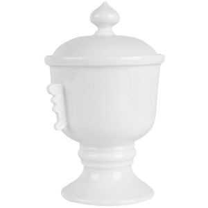 Clayre & Eef 6CE2170 Hrniec s pokrievkou keramický biely Ø 12x17 cm 125 ml