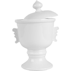 Clayre & Eef 6CE2170 Hrniec s pokrievkou keramický biely Ø 12x17 cm 125 ml