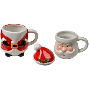 Clayre & Eef Vianočný hrnček Santa Claus keramický 300/375ml vidiecky štýl