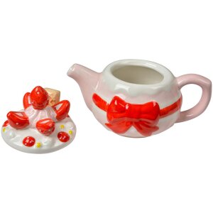 Clayre & Eef Čajník Strawberry Cake Ružový 325ml 17x10x13cm Keramický