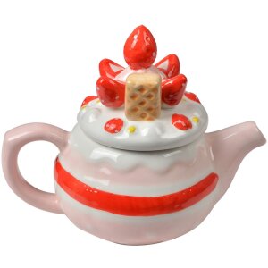 Clayre & Eef Čajník Strawberry Cake Ružový 325ml 17x10x13cm Keramický