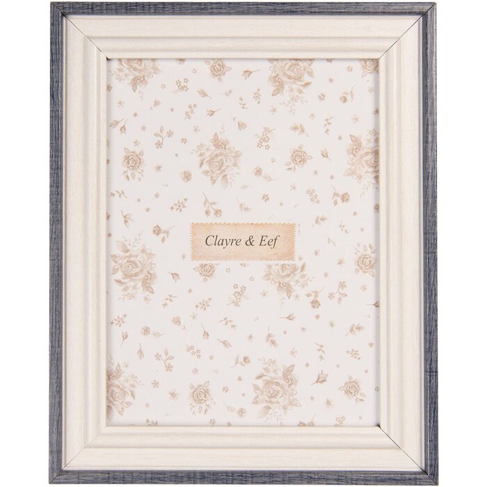 Clayre & Eef 2F1226S Rámček na fotky Biely Modrý 10x15 cm Rustikálny štýl MDF Sklo