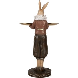 Clayre & Eef 6PR5360 Dekorácia Králik s miskou béžovo hnedá 18x17x31 cm