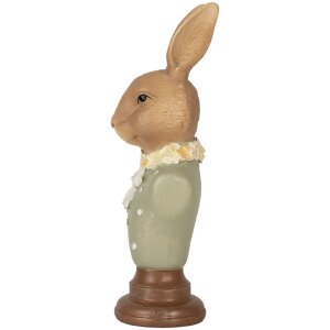 Clayre & Eef 6PR5364 Dekorácia Busta králika hnedá zelená 6x5x18 cm Polyresin