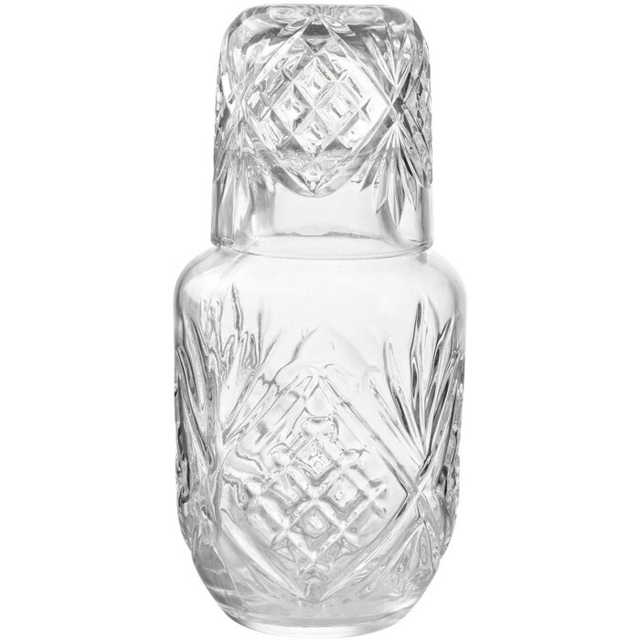 Clayre & Eef karafa s pohárom 9x19cm 150ml 550ml transparentná