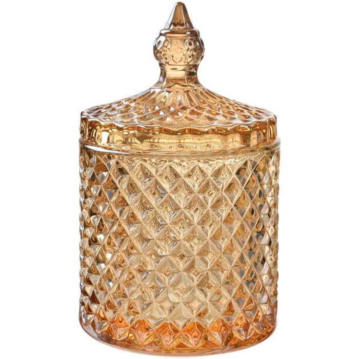 Clayre & Eef nádoba s pokrievkou žltá Ø9x14 cm