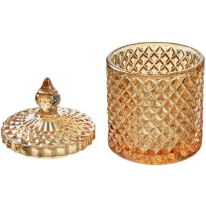 Clayre & Eef nádoba s pokrievkou žltá Ø9x14 cm