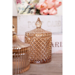 Clayre & Eef nádoba s pokrievkou žltá Ø9x14 cm