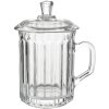 Clayre & Eef 6GL4727 pohár s vekom sklo 250 ml rebríkovaný transparentný