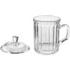 Clayre & Eef 6GL4727 pohár s vekom sklo 250 ml rebríkovaný transparentný