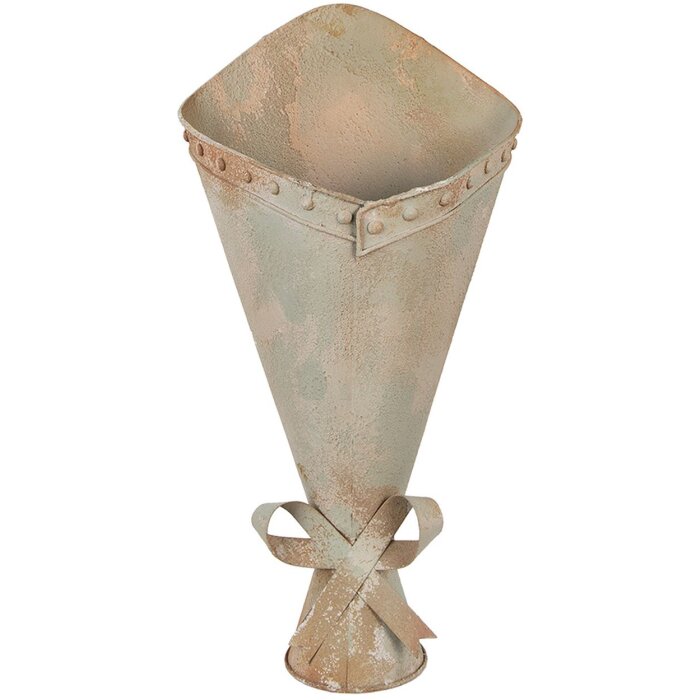 Clayre & Eef kvetináč železný zelené odtiene vintage vzhľad 50 cm