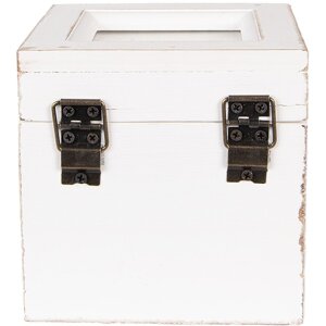 Clayre & Eef 6H2397 Krabička na čaj biela 12x12x12 cm vidiecky štýl drevo s preskleným vekom