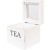Clayre & Eef 6H2397 Krabička na čaj biela 12x12x12 cm vidiecky štýl drevo s preskleným vekom