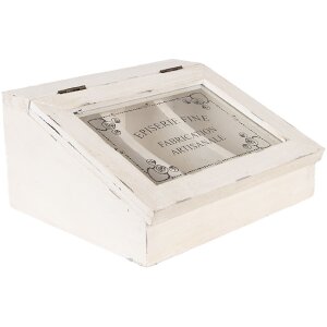 Clayre & Eef 6H2398 Čajová dóza Antikweiße 18x16x9 cm s 3 priehradkami