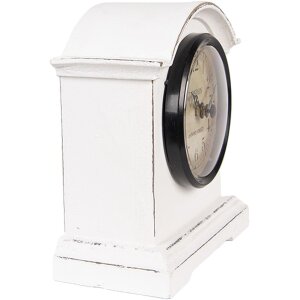 Clayre & Eef 6KL0831 Stolové hodiny bielo-hnedé 13x7x14 cm sklo drevo vidiecky štýl