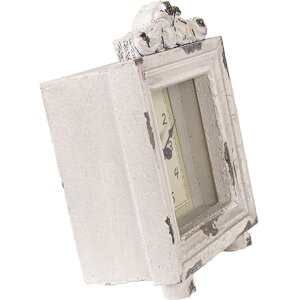 Clayre & Eef 6KL0832 Stolové hodiny Vintage Grey-Beige 10x6x14 cm 1xAA Glass Wood
