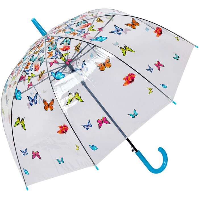 Juleeze JZUM0093 Dáždnik Transparentný motýľ Ø 90x82 cm Modrá